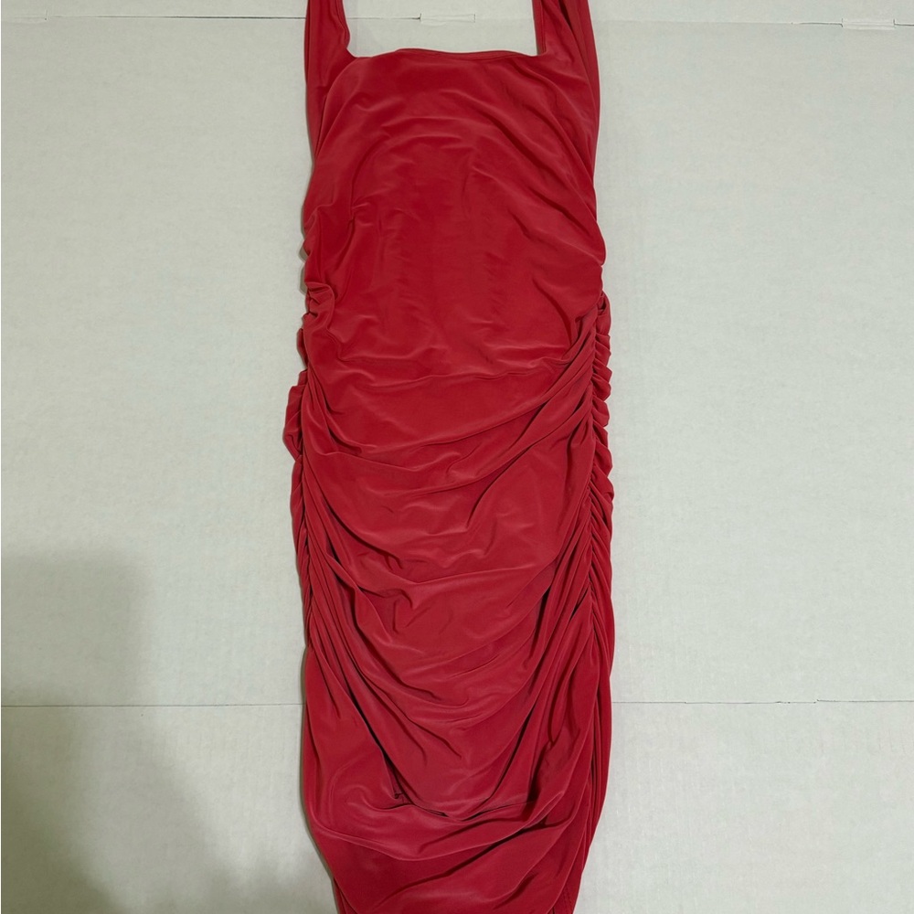 Hot Pink Ruched Bodycon Dress - Women